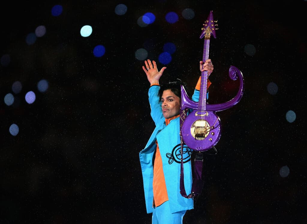 Singer Prince performs at Super Bowl XLI