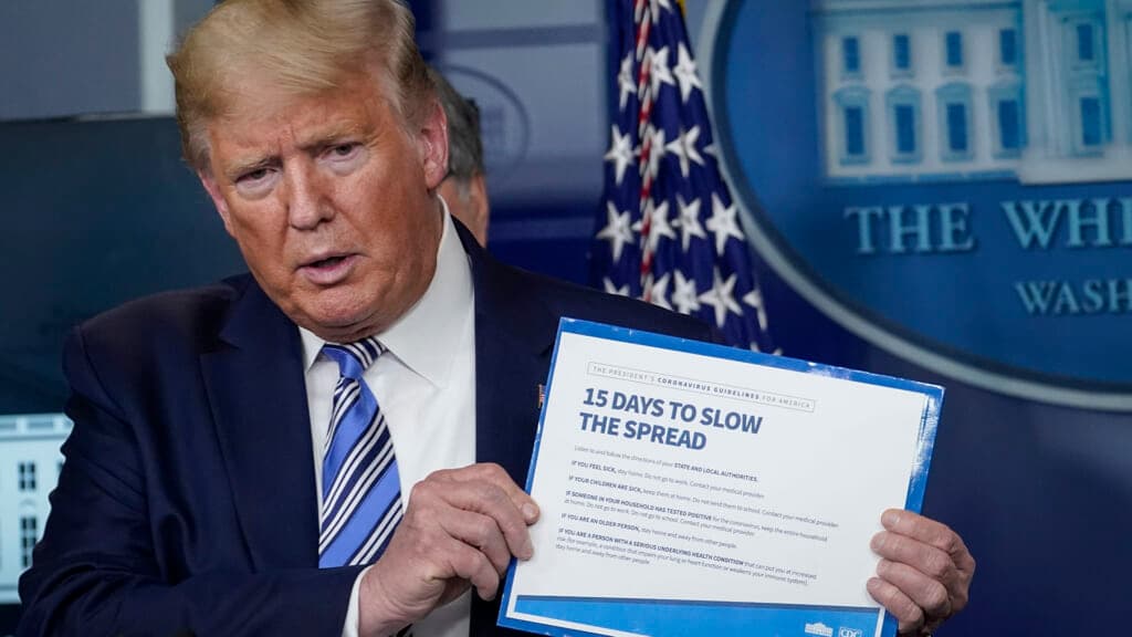 Former President Donald Trump at a coronavirus briefing