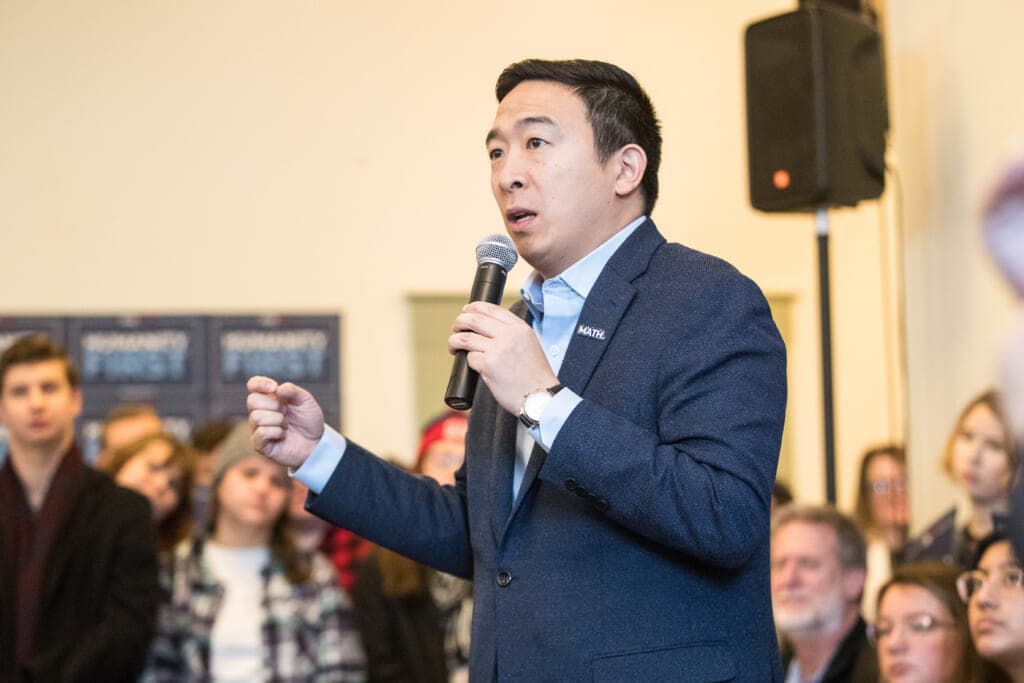 Presidential Candidate Andrew Yang Campaigns In New Hampshire Ahead Of Primary