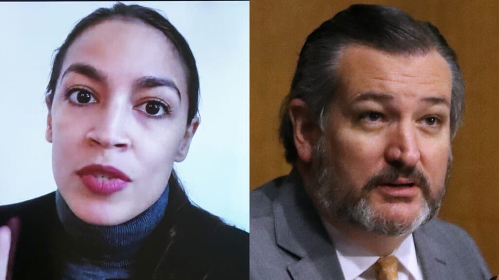 Democratic New York Rep. Alexandria Ocasio-Cortez and Republican Texas Sen. Ted Cruz