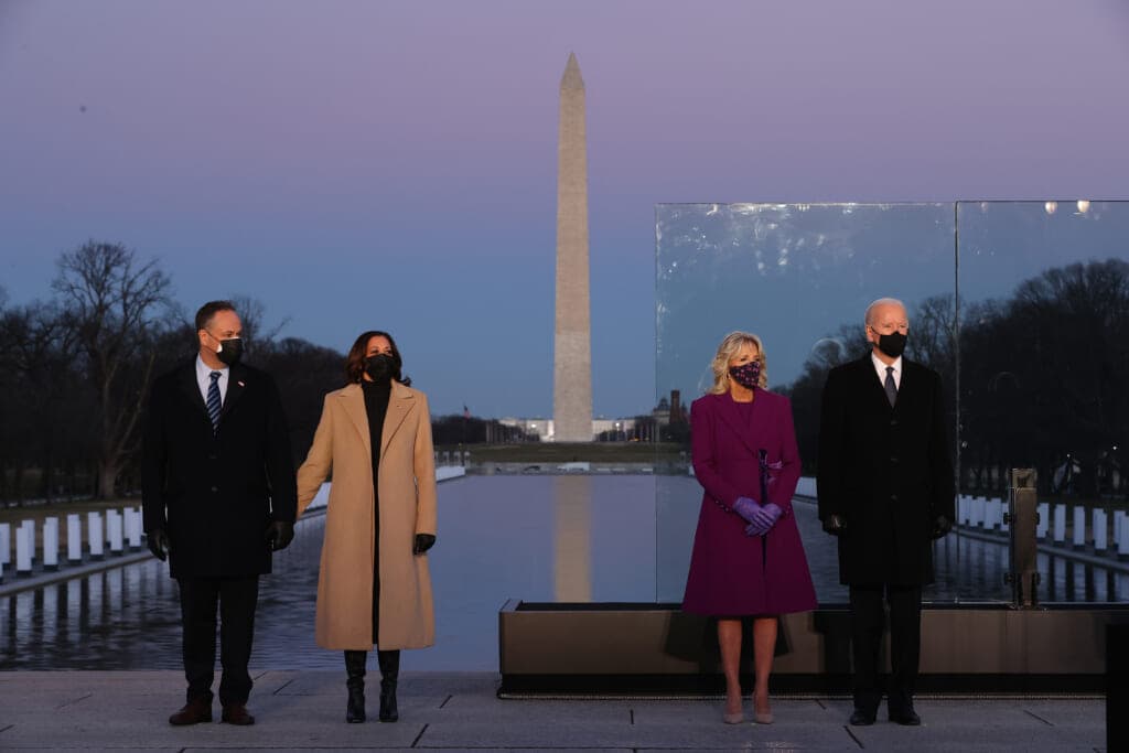 Douglas Emhoff, Vice President Kamala Harris, Dr. Jill Biden and President Joe Biden