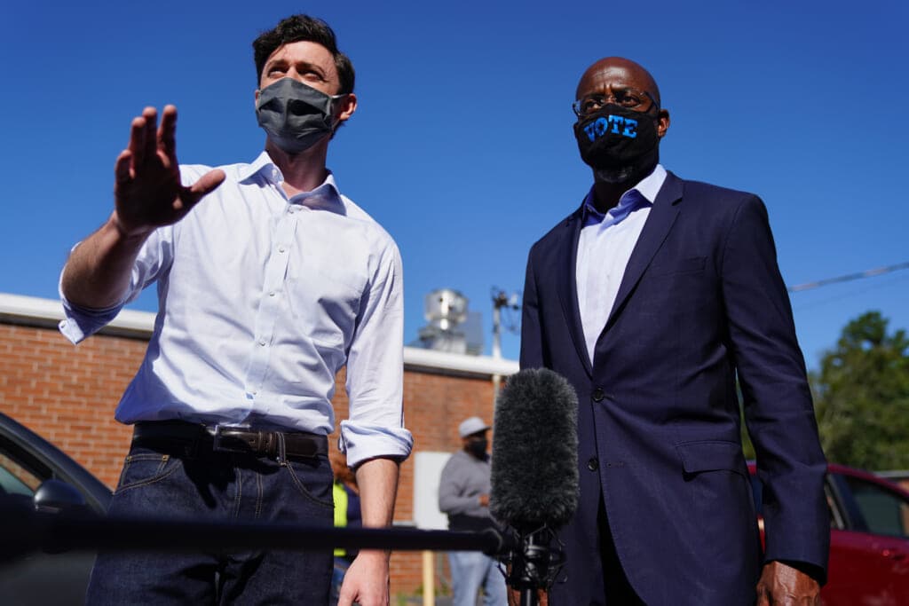 Democratic Senate candidates Jon Ossoff and the Reverend Raphael Warnock