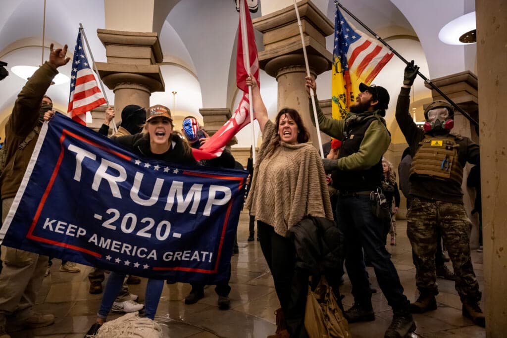Supporters of former President Donald Trump protest inside the US Capitol on January 6, 2021