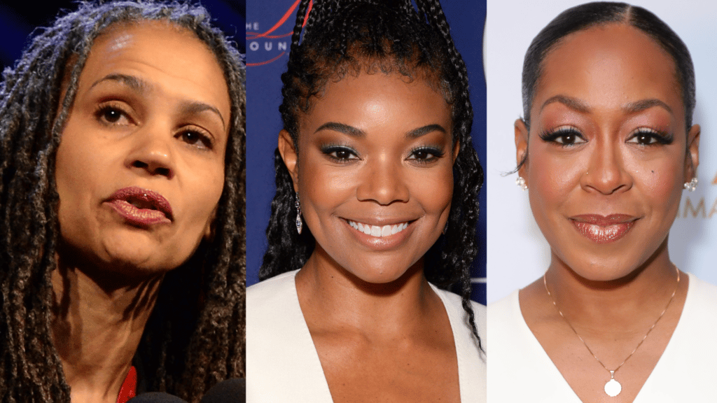 Maya Wiley, president and CEO of The Leadership Conference Education Fund, and actors Gabrielle Union and Tichina Arnold