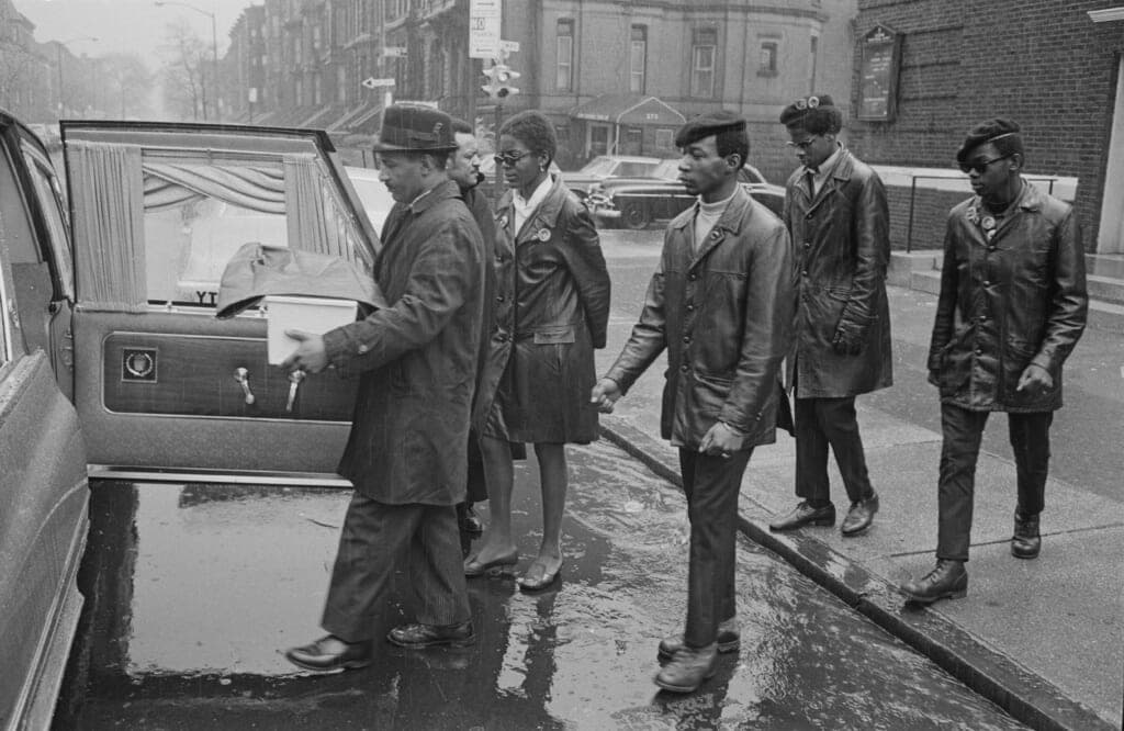 Members of the Black Panther Party attend the funeral of a baby of one of the Black Panthers
