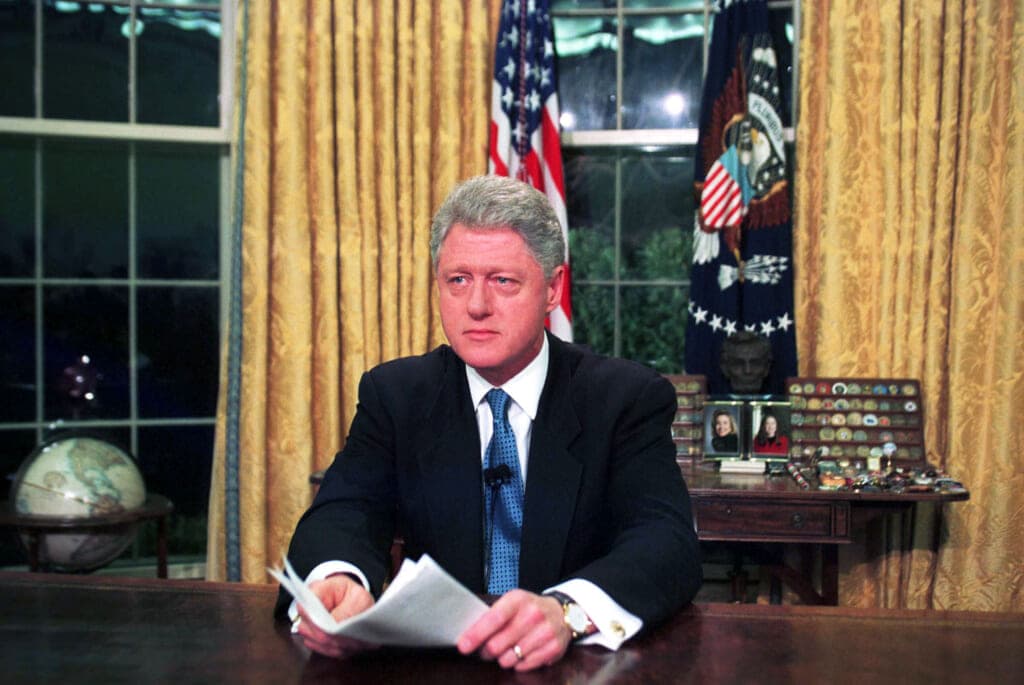 Former President Bill Clinton in the Oval Office