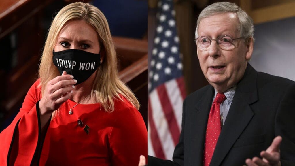 Rep. Marjorie Taylor Greene and Senate Minority Leader Mitch McConnell