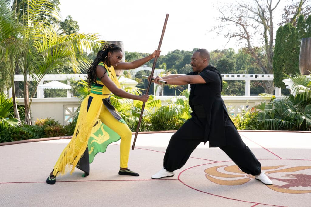 Actors KiKi Layne and Eddie Murphy in "Coming 2 America"