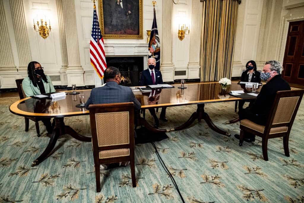 President Biden Participates In Roundtable Discussion On The American Rescue Plan