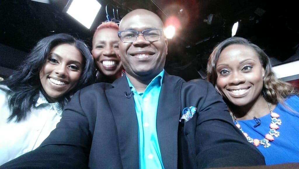 Left to right: Yodit Tewolde, Iyanla Vanzant, Dr. Jason Johnson and Midwin Charles