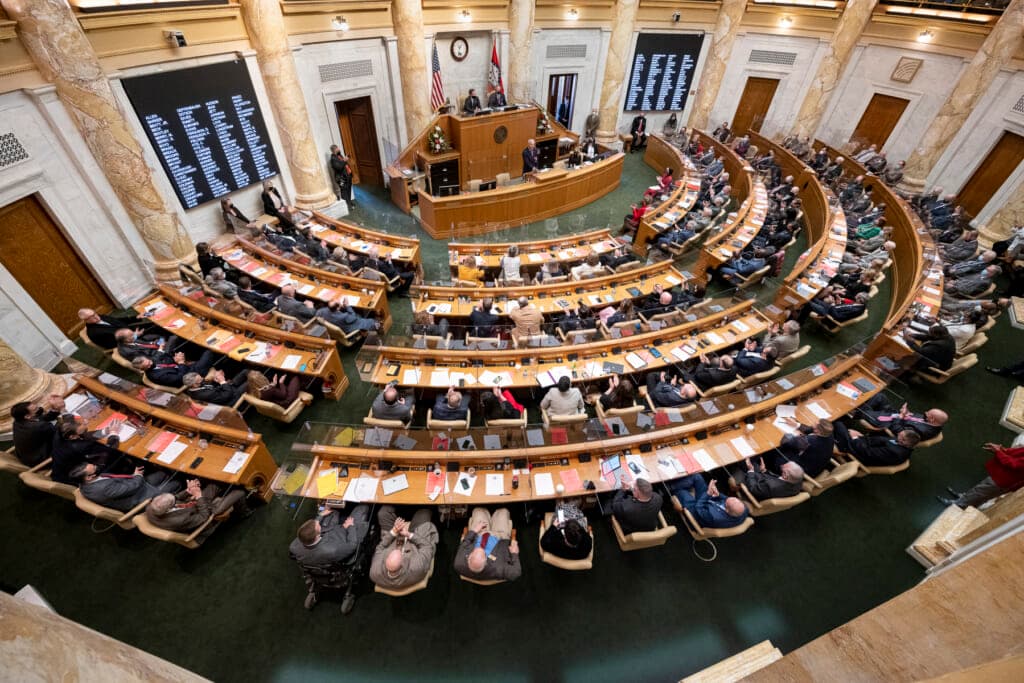 Arkansas Governor Asa Hutchinson gives the State of the State address to the 93rd General Assembly