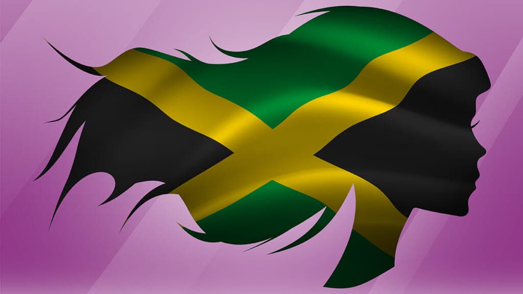 Black woman hair Jamaica flag