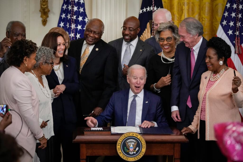 President Joe Biden signs the Juneteenth National Independence Day Act into law
