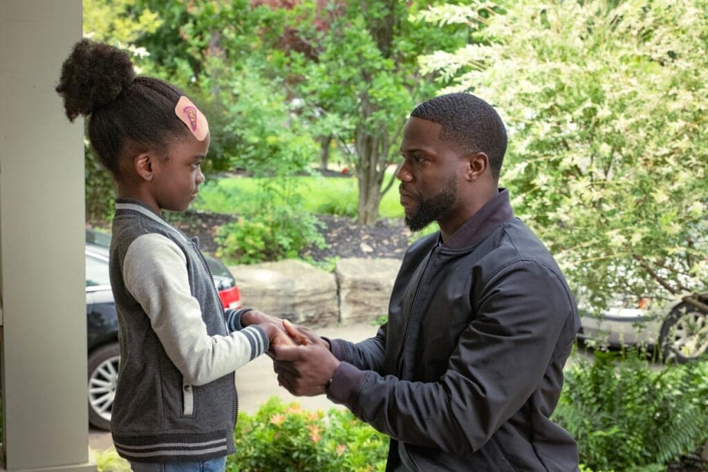 Actors Melody Hurd and Kevin Hart in "Fatherhood"