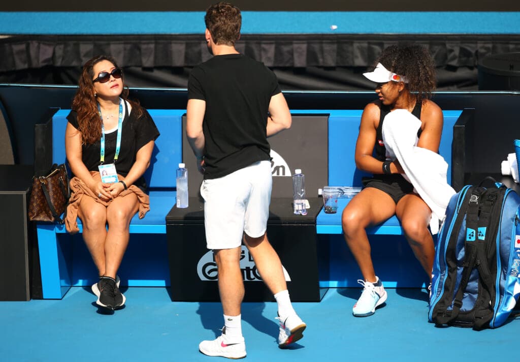 Naomi Osaka of Japan with her mother Tamaki Osaka and coach Wim Fissette