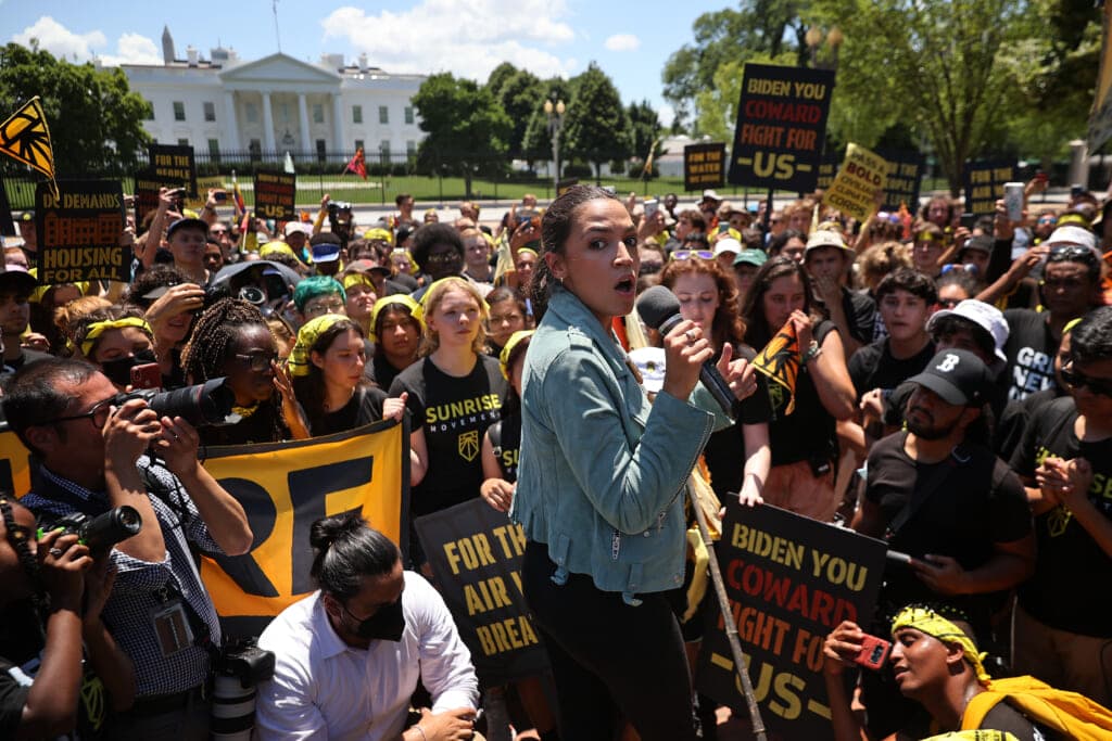 Rep. Alexandria Ocasio-Cortez (D-NY) rallies hundreds of young climate activists