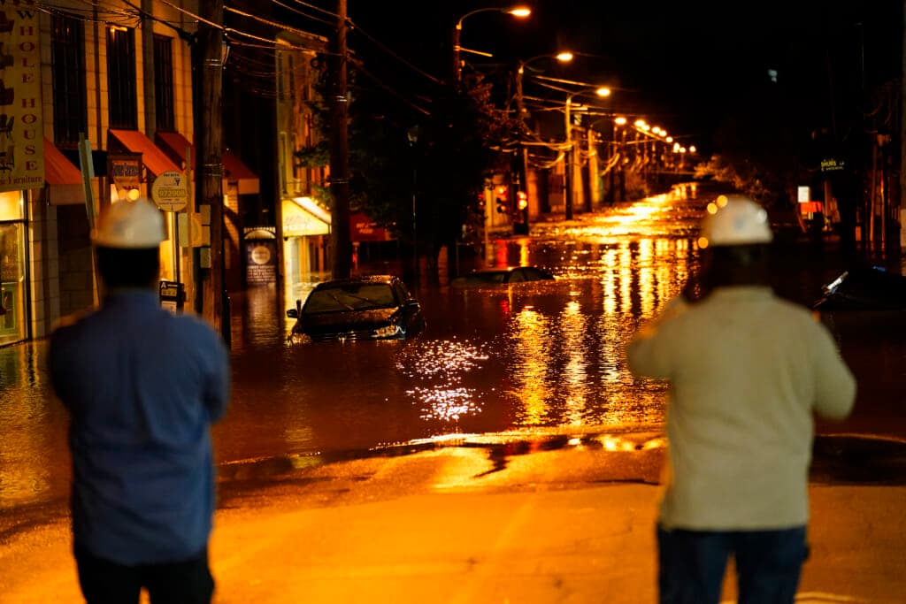 The Manayunk section is flooded in Philadelphia