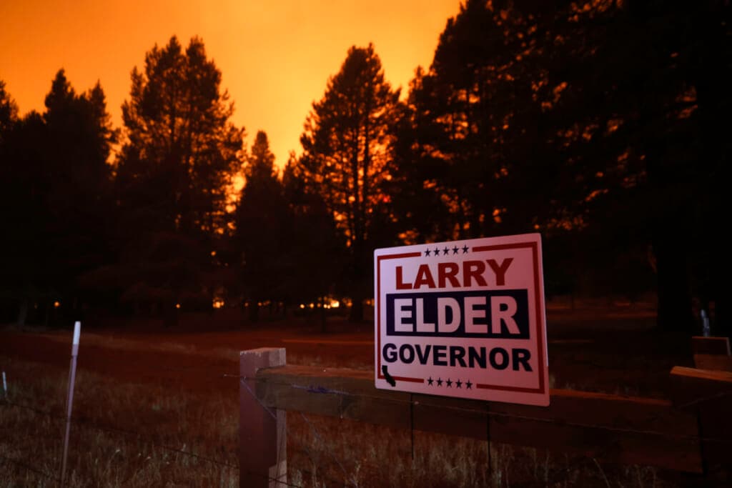 A campaign sign for Larry Elder