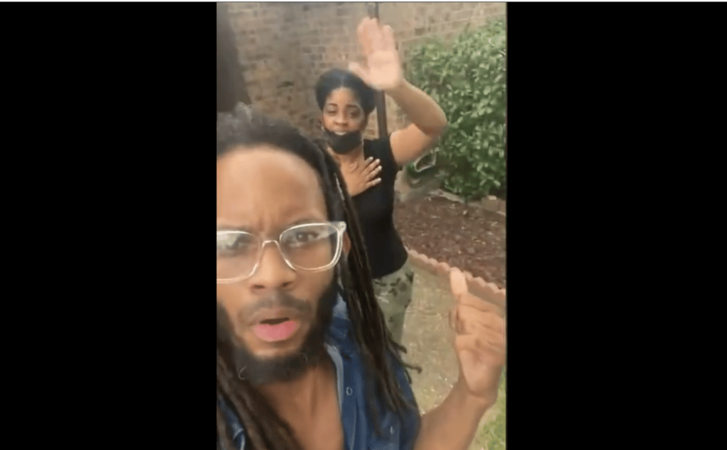 Kerrion Franklin shows his mother, Shawn Ewing, to viewers
