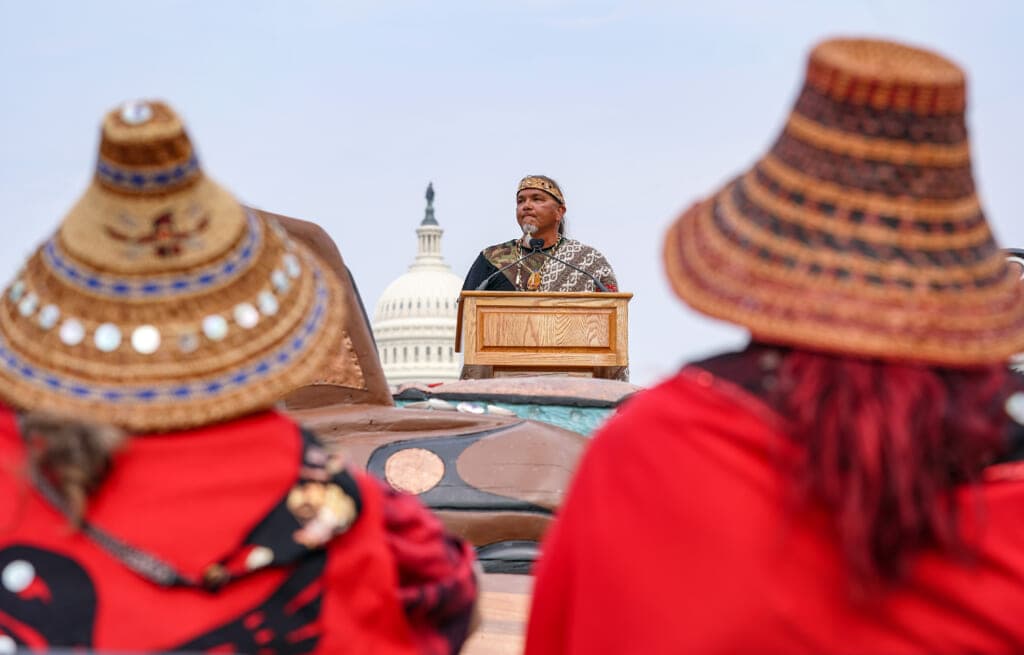 Lummi carver and activist Phreddie Lane