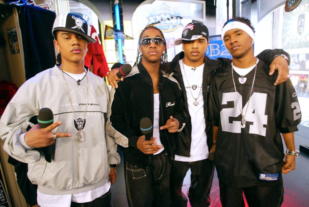 Singers Lil Frizz, Omarion, Raz B and J-Boog of the band B2K