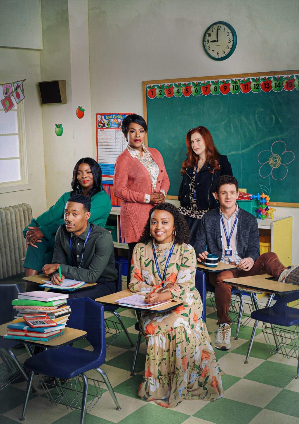 Actors Tyler James Williams, Janelle James, Quinta Brunson, Sheryl Lee Ralph, Chris Perfetti and Lisa Ann Walter