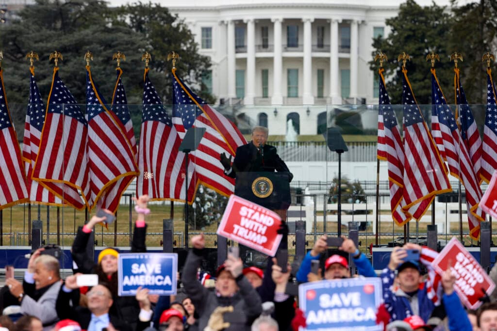 President Donald Trump speaks at the "Stop The Steal" Rally