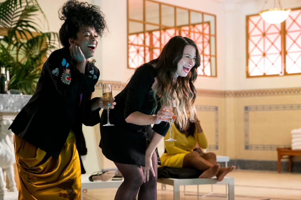 Actors Alexis Floyd and Katie Lowes in "Inventing Anna"