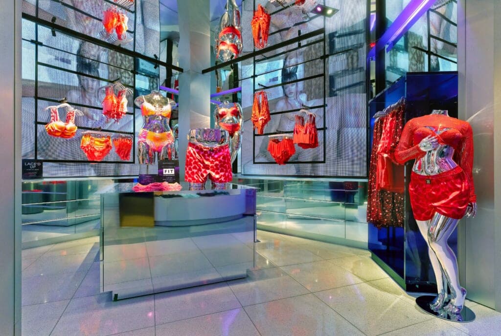 Clothing display in Rihanna’s new Savage X Fenty store in Las Vegas