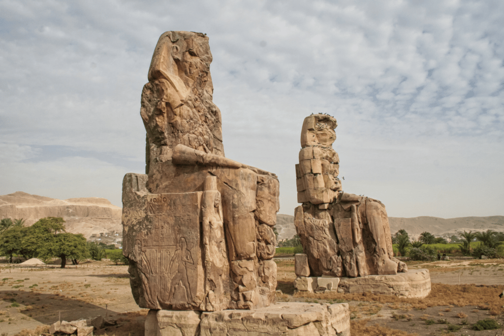 Colossi of Memnon, stone statues of the Pharaoh Amenhotep III in Egypt