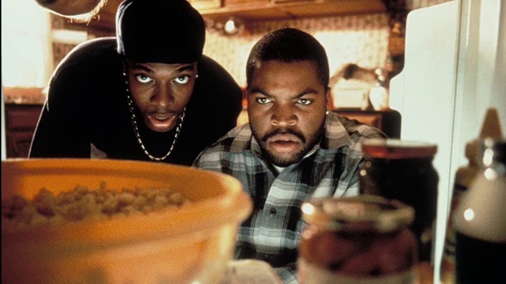 Actors Chris Tucker and Ice Cube in "Friday"