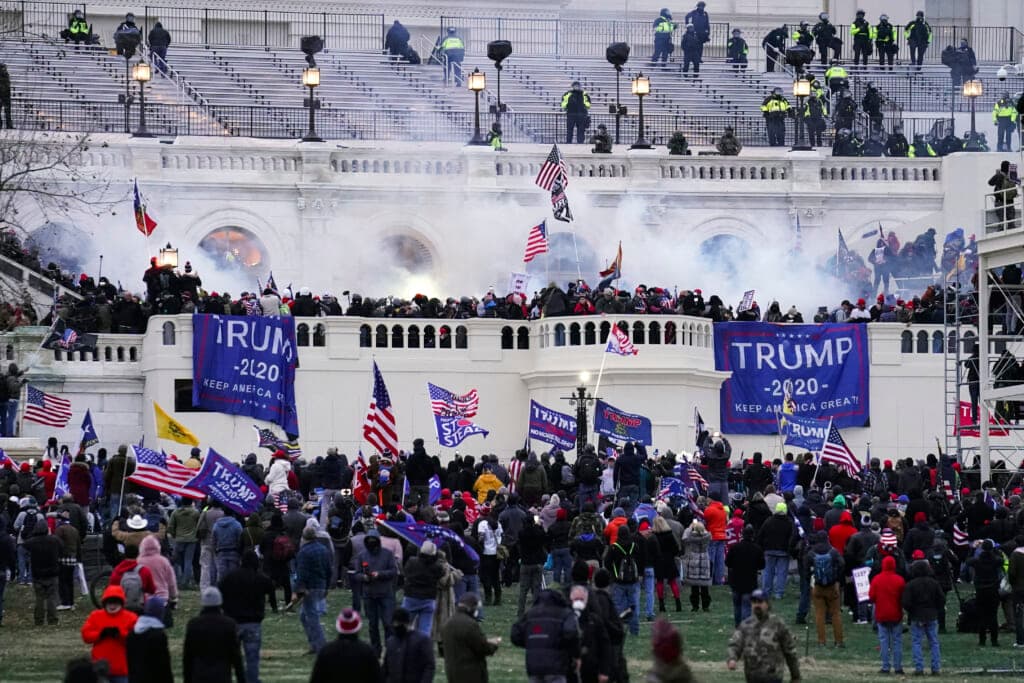Violent insurrectionists, loyal to former President Donald Trump, storm the Capitol