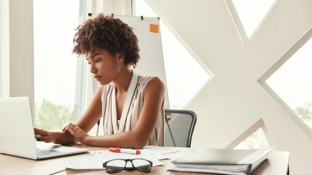 Black woman working in the office