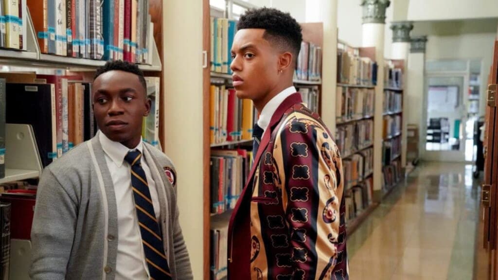 Actors Olly Sholotan and Jabari Banks in “Bel-Air”