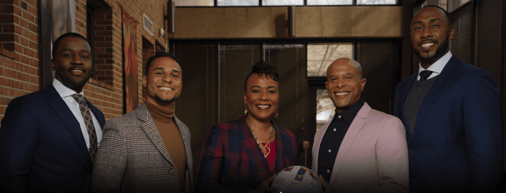 Brandon Comer, Quincy Amarikwa, Dr. Bernice A. King, Sola Winley and Ashley Bell