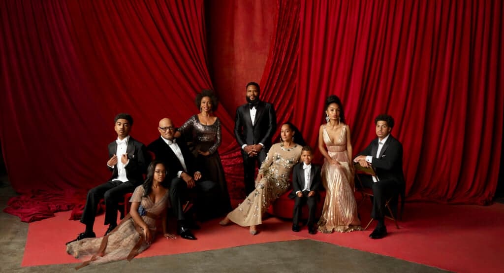Actors Miles Brown, Marsai Martin, Laurence Fishburne and other "black-ish" cast members