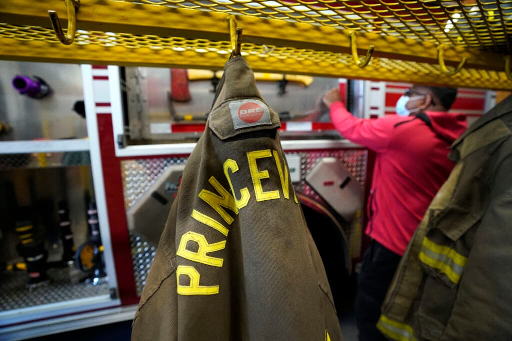 Assistant chief Kermit Perkins works at the Princeville Volunteer Fire Department