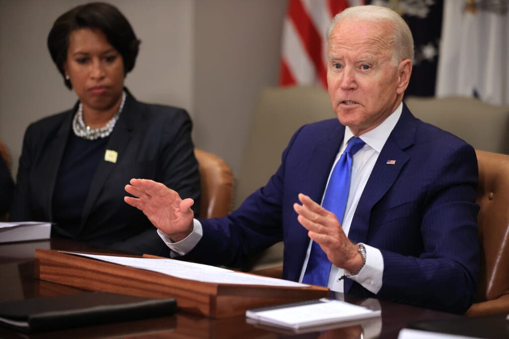 Washington, DC, Mayor Muriel Bowser and President Joe Biden