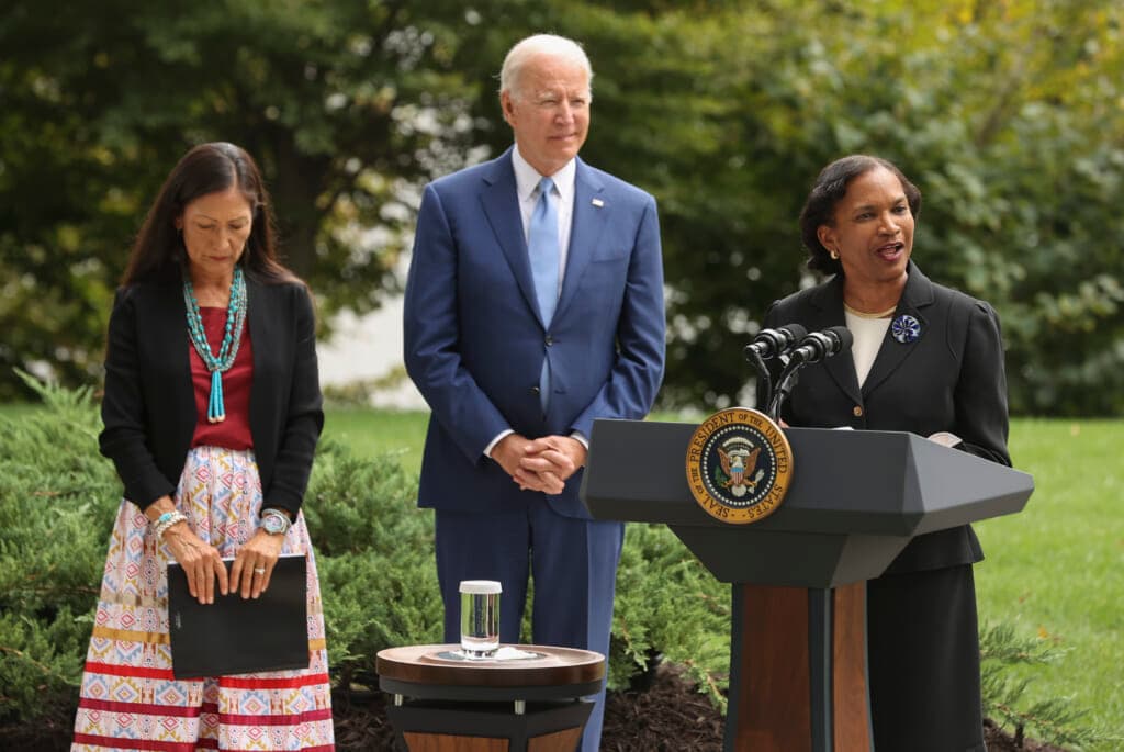 Secretary of the Interior Deb Haaland, President Joe Biden and Brenda Mallory, The Council on Environmental Quality