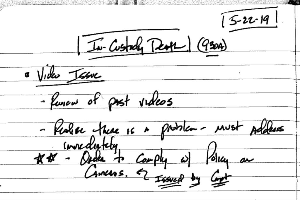 Part of the journal of former Louisiana State Police Superintendent Kevin Reeves