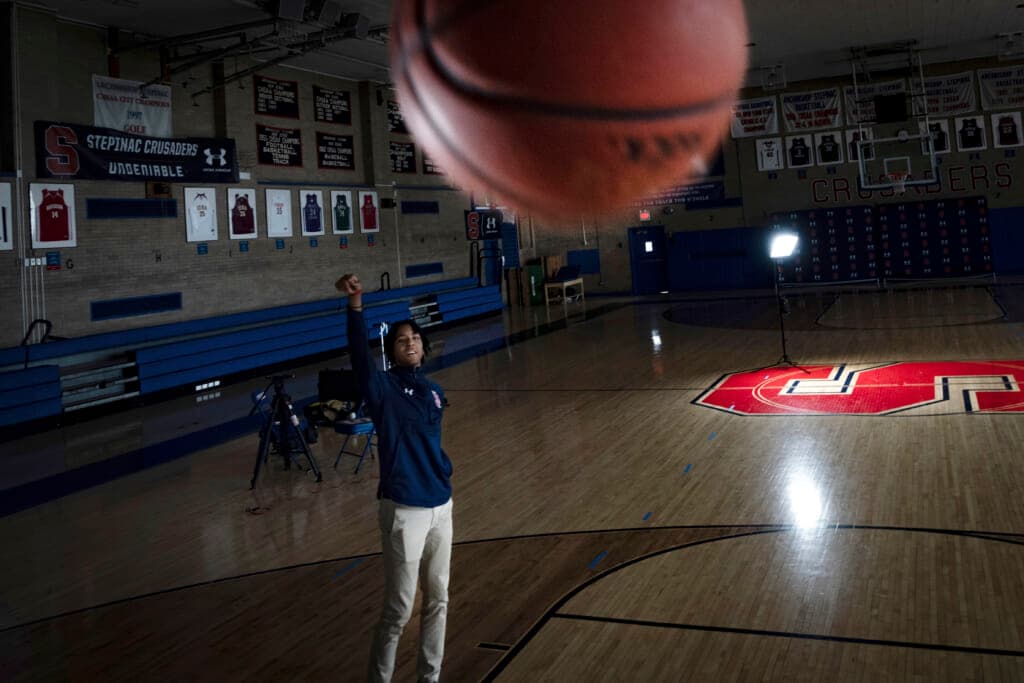 Johnuel “Boogie” Fland shoots hoops 