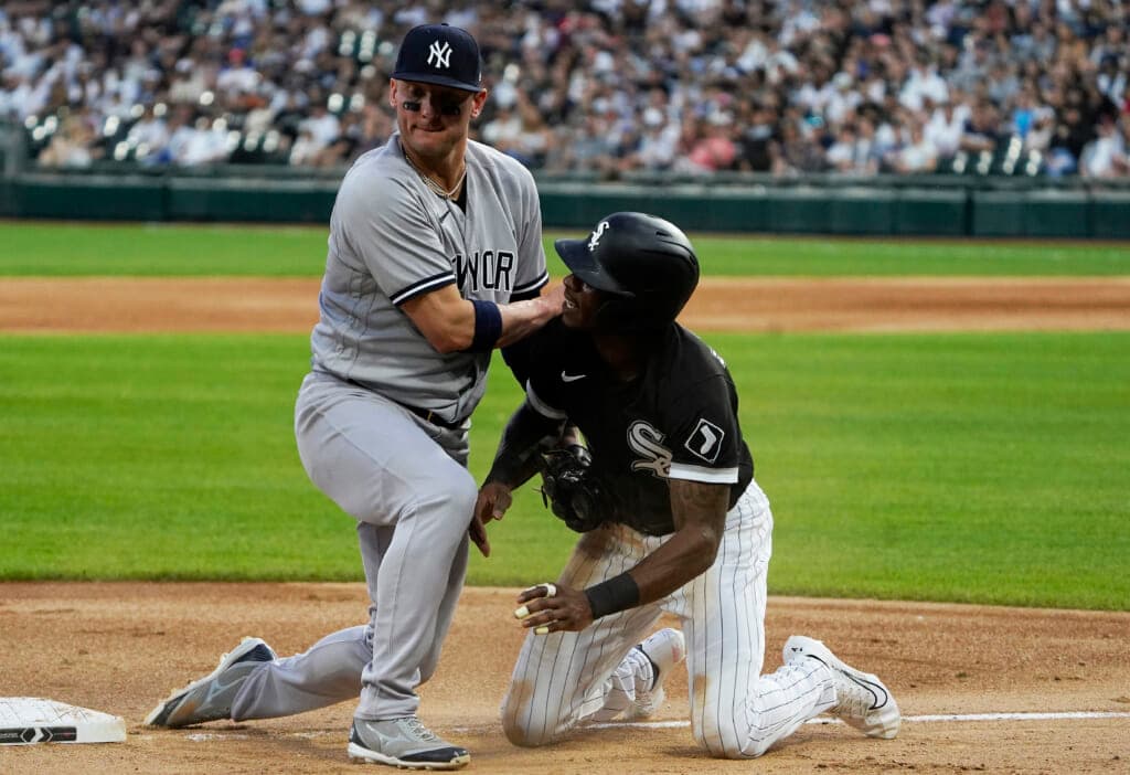 Josh Donaldson of the New York Yankees and Tim Anderson of the Chicago White Sox