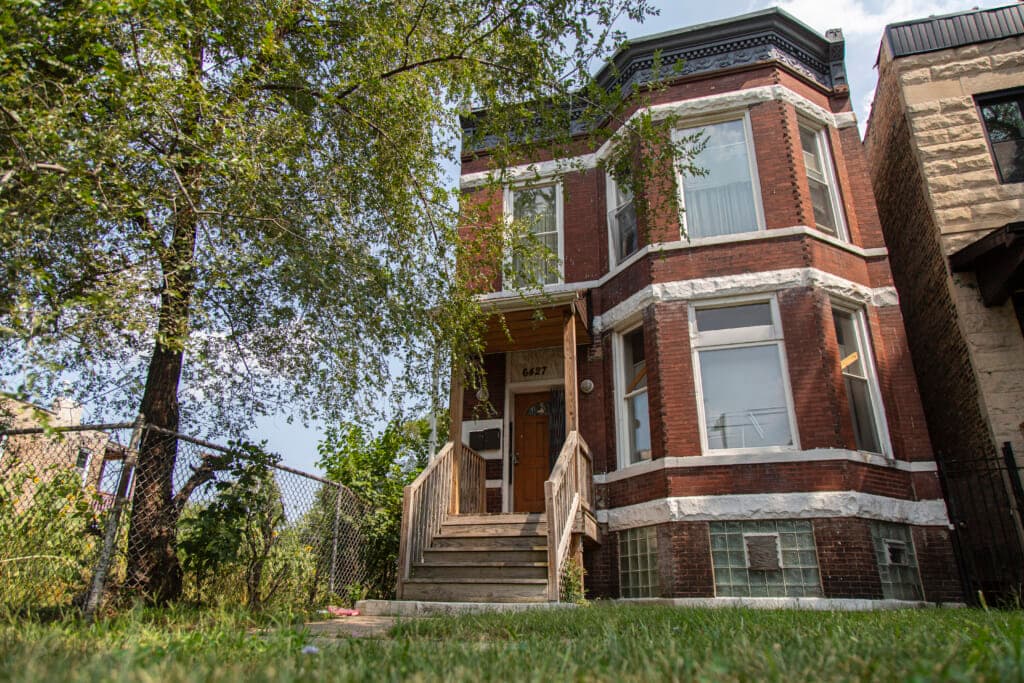The former home of Emmett and Mamie Till, a two-story brick house