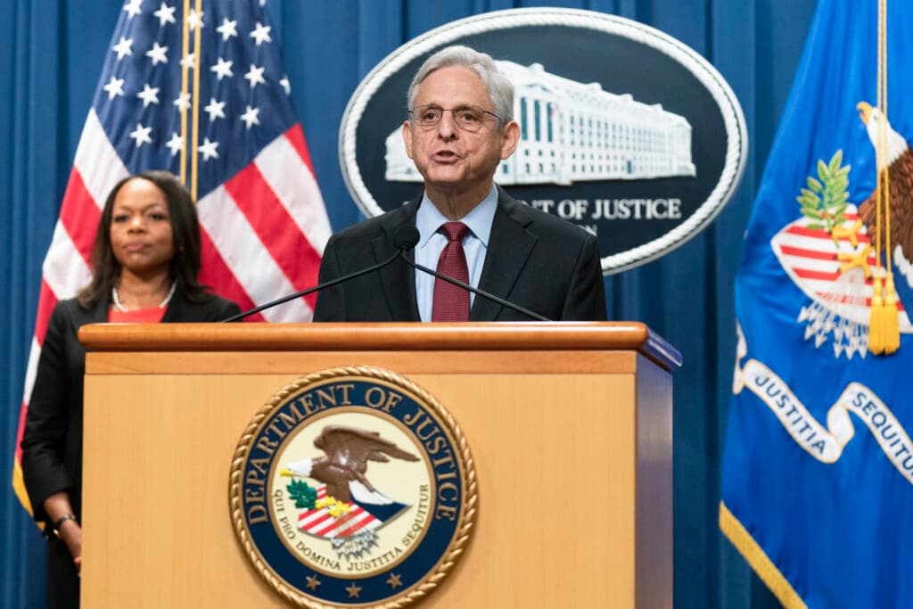 Assistant Attorney General Kristen Clarke and Attorney General Merrick Garland