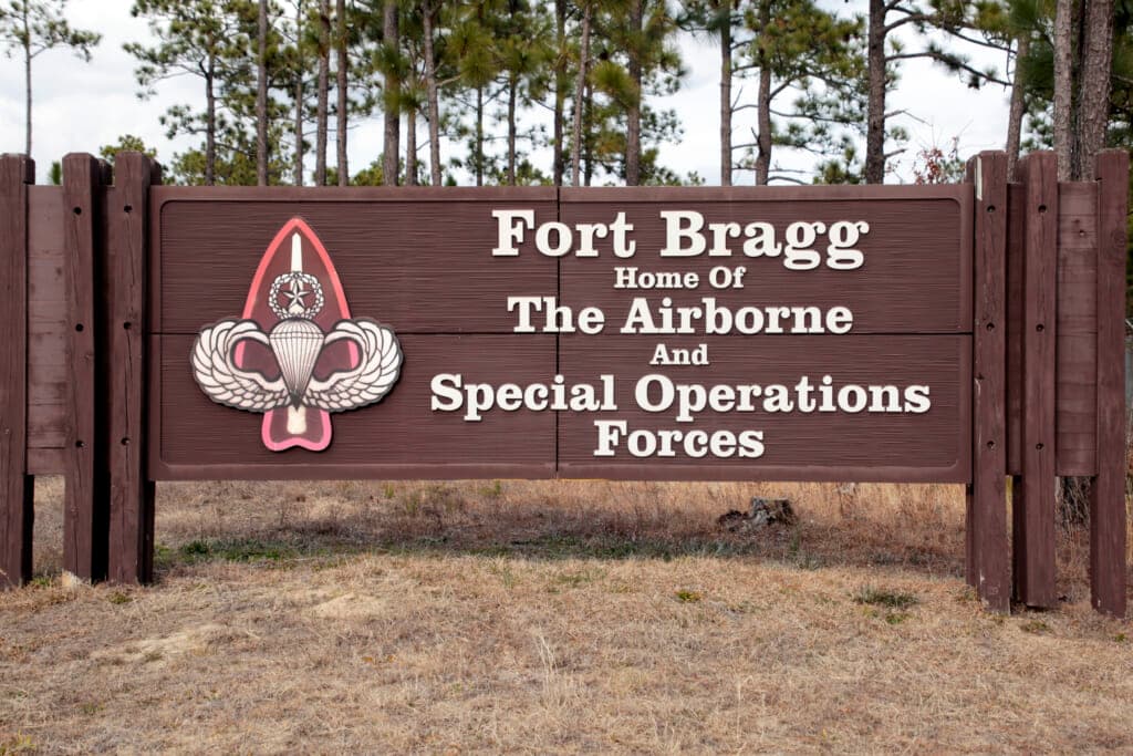 Sign for Fort Bragg