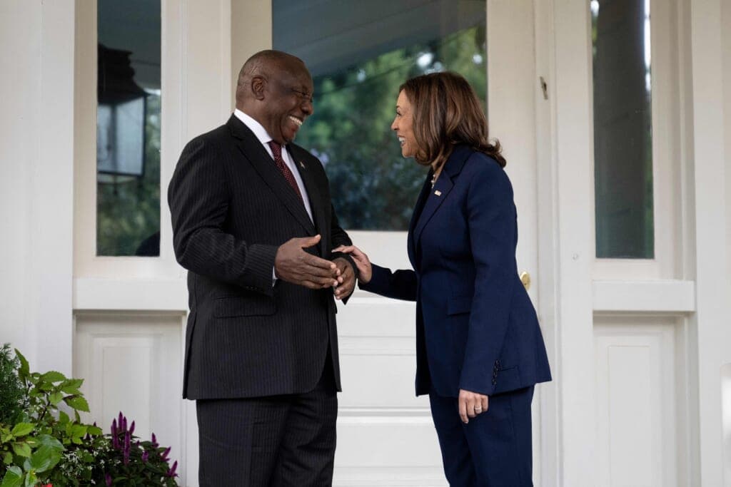 South African President Cyril Ramaphosa and Vice President Kamala Harris