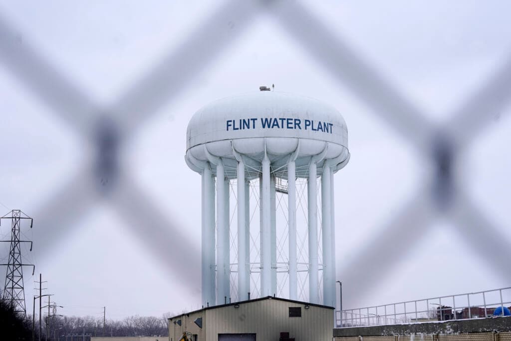 The Flint water plant tower