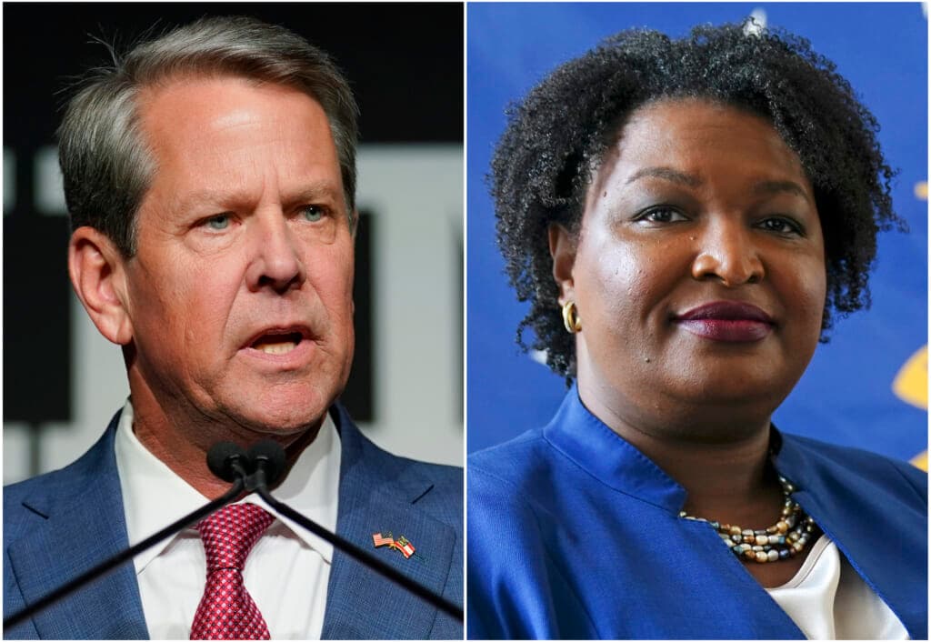 Georgia Gov. Brian Kemp and gubernatorial Democratic candidate Stacey Abrams