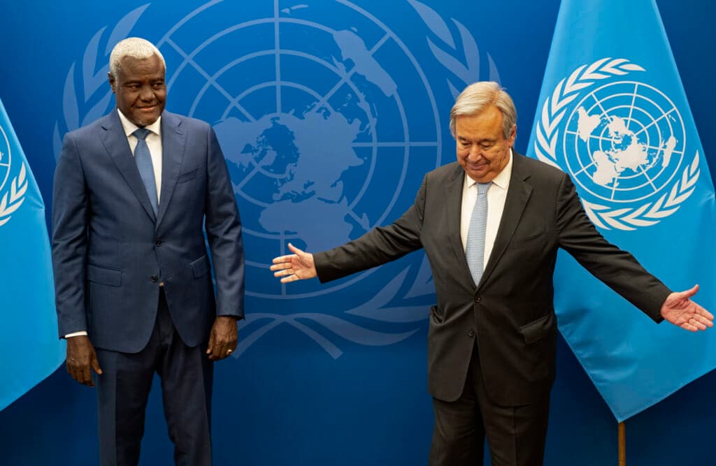 Chairperson of the African Union Commission Moussa Faki Mahamat and United Nations Secretary-General Antonio Guterres