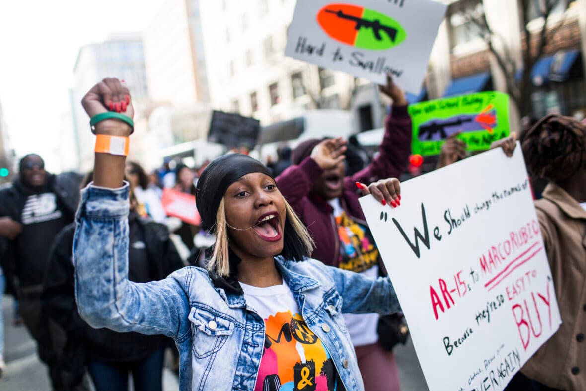 Demonstrators from Baltimore march in the March for Our Lives rally